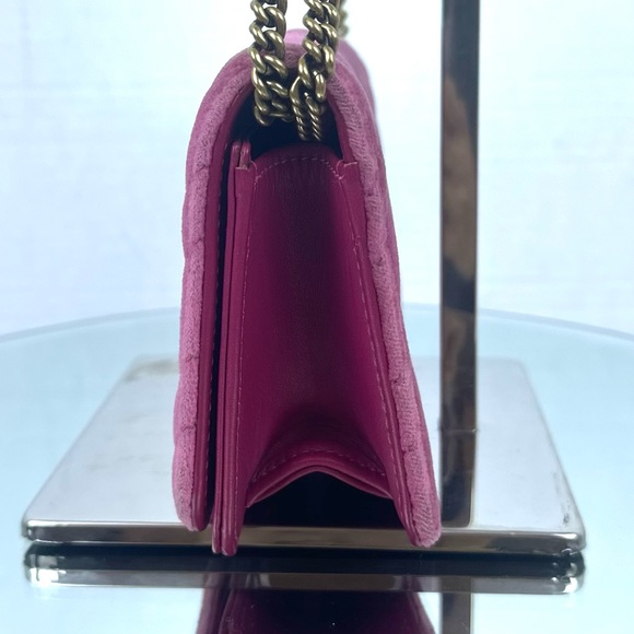 GUCCI GG MARMONT VELVET MINI FLAP BAG FUSHIA AND DIANA CHANEL FLAP BAG BUNDLE - Picture 3 of 9